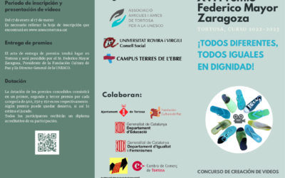 Se convoca el XVI Premio Federico Mayor Zaragoza de la Asociación de Amigos y  Amigas de UNESCO en Tortosa